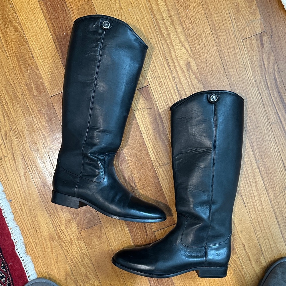 Frye Black Leather Knee-High Boots - Picture 2 of 11
